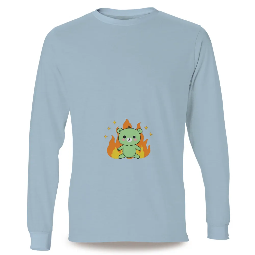 Custom Tee Shirts: Green Teddy Bear in Flames - Artistic Design|dallas stars goalie