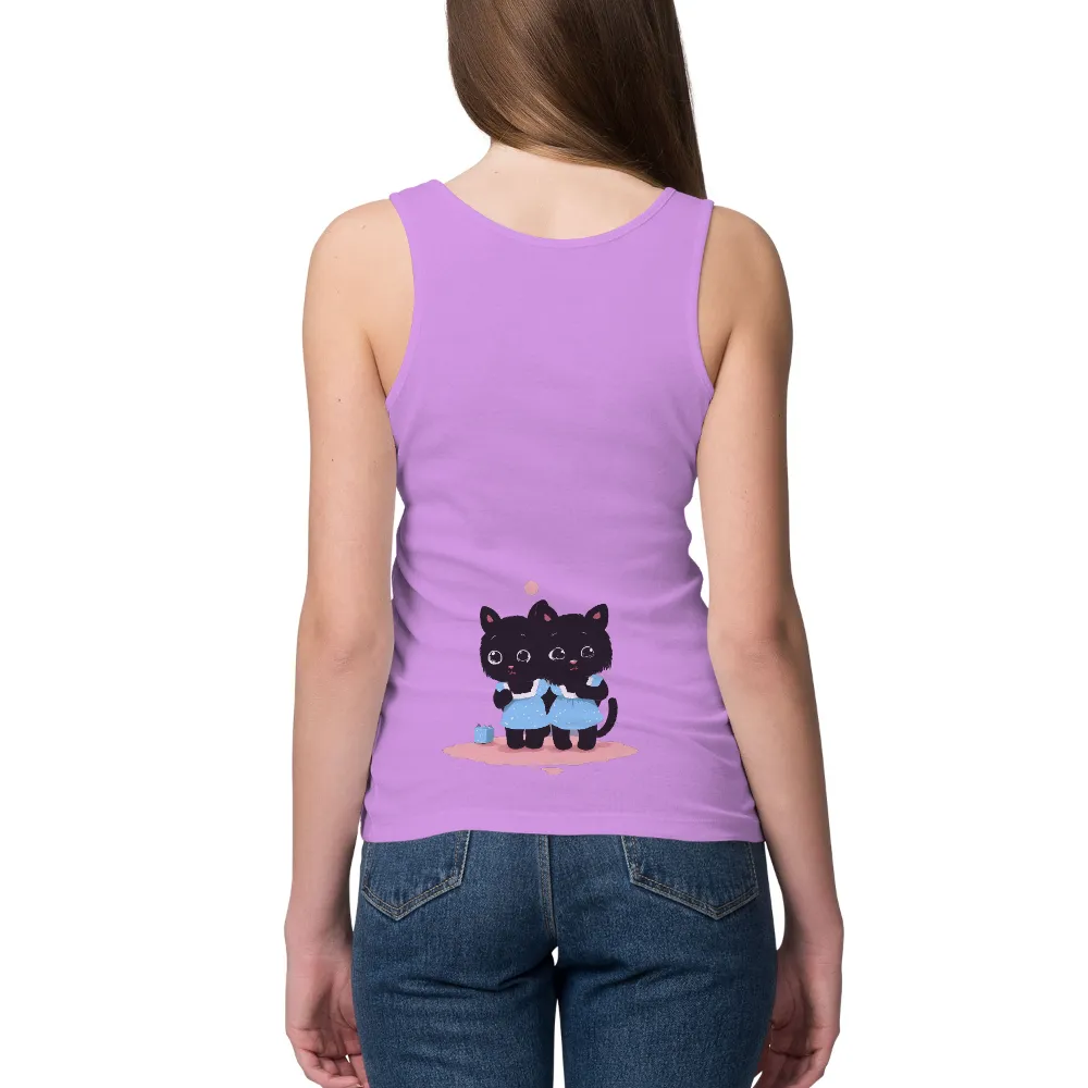 Shirts Graphic Tees: Adorable Kittens in Blue Dresses| kittens with a carton of milk