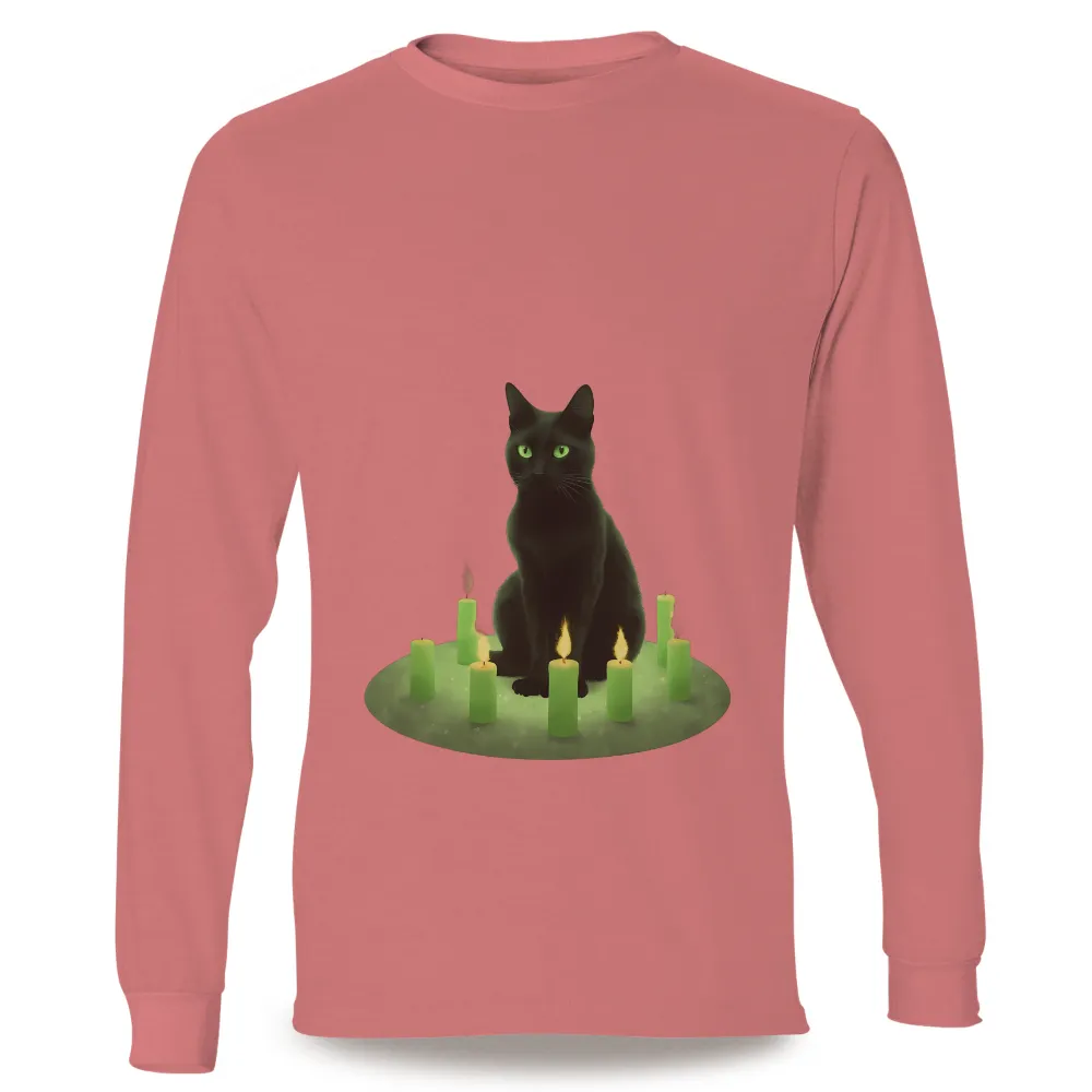 Tee Shirts Printed: Enchanted Black Cat with Glowing Candles|supernatural limited edition shirt