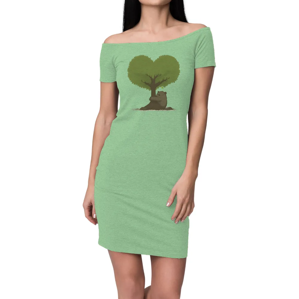 Custom T-Shirt Printing: Bear Hugging Heart-Shaped Tree - Love & Nature|nfl love for damar shirt