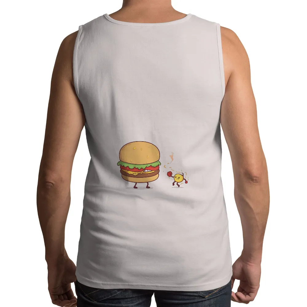 Graphic Tees: Burger Battle - Funny Cartoon Character Design|cowboy shirt cartoon