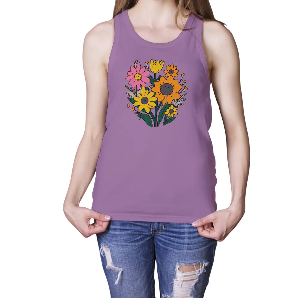 Custom T-Shirt Printing: Whimsical Flowers - Spring Renewal|womens spring long sleeve shirts