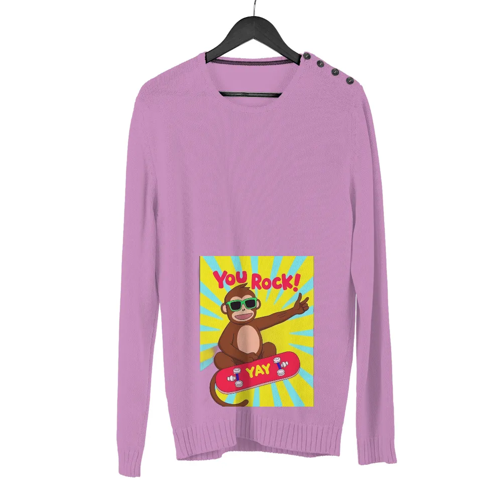 T-Shirt Printing: You Rock! Monkey Skateboard Design|Cool monkey wearing green sunglasses