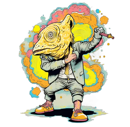 Tee Shirt Printing: Whimsical Chameleon Gentleman - Artistic Designs