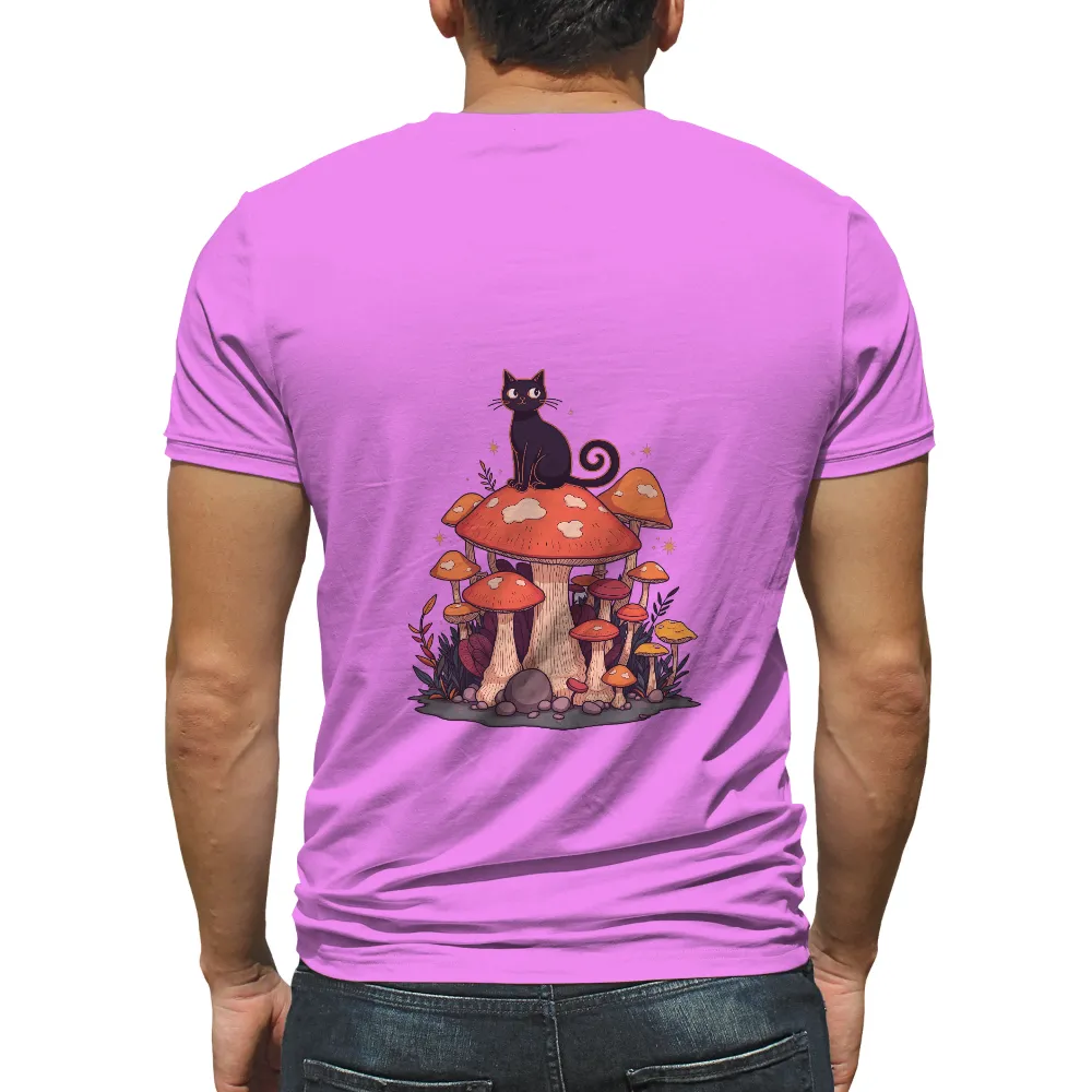 TShirt Design: Enchanted Forest with Magical Mushrooms and Black Cat|splatoon harmony shirt