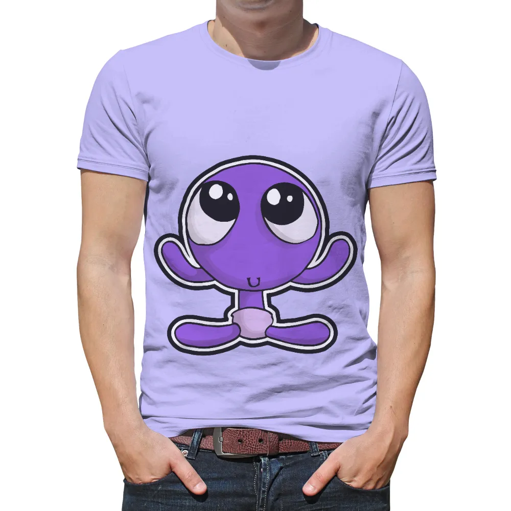 Customized Tee Shirts: Whimsical Purple Creature with Big Eyes|roblox shirt purple