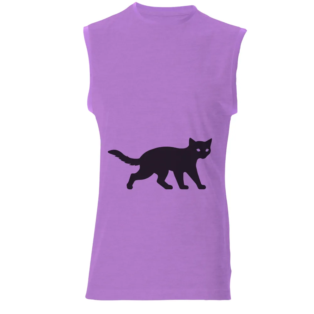 Graphic Tees: Black Cat Silhouette - Mystery and Elegance|playboy night out camp shirt