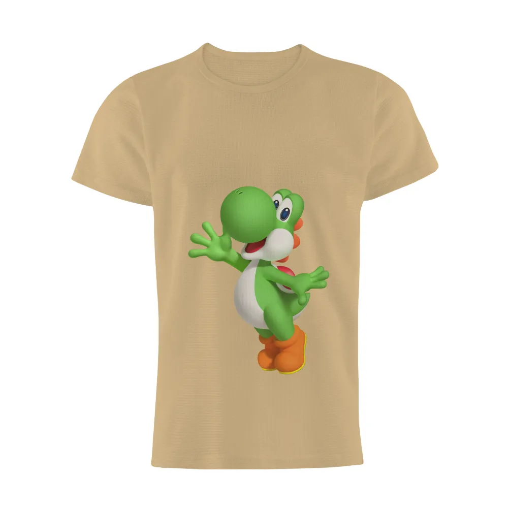 Shirts Graphic Tees: Yoshi - A Nostalgic Gaming Icon|cartoon character with blue shirt