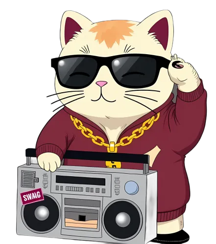 Hip-Hop Cat Tee | Tee Shirt Printing | Swag, Boombox, Music