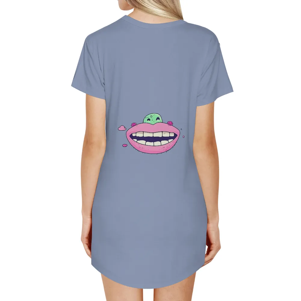 T-Shirts Design: Spread Joy with Zappy's Whimsical Smile| deep black background