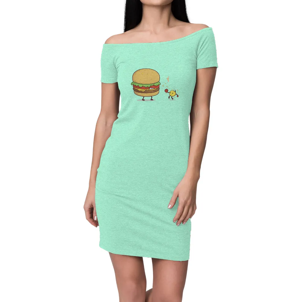 Graphic Tees: Burger Battle - Funny Cartoon Character Design|women funny fourth of july shirts