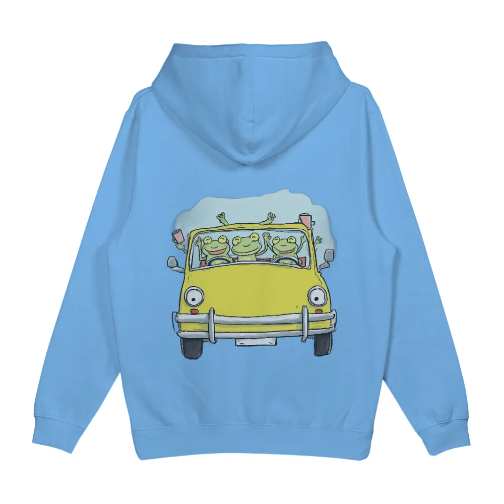 Tee Shirt Printing: Frogs' Adventure in a Yellow Car|a fun thing to do in the morning shirt