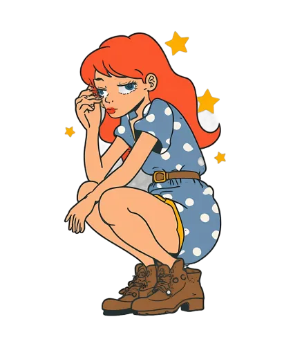 T-Shirts Custom: Vintage Redhead Dreamer with Stars