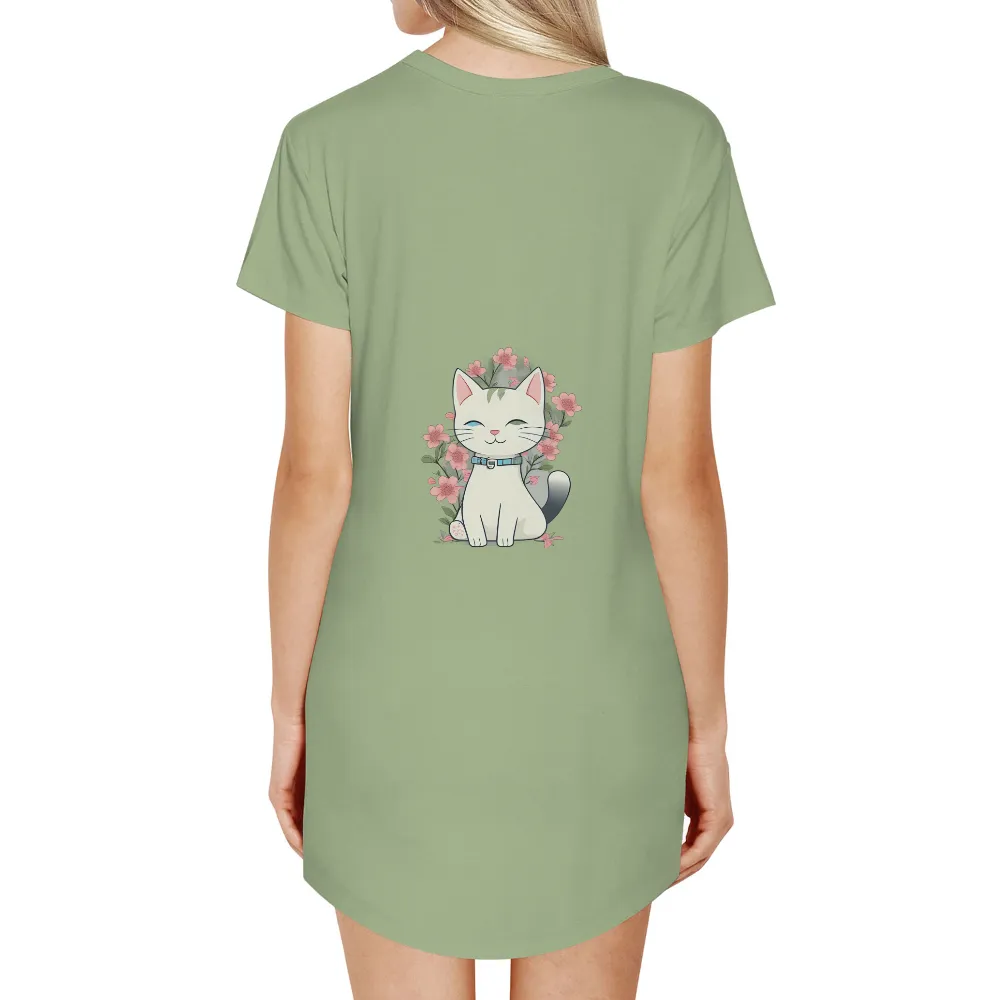 Customized Tee Shirts: Cherry Blossom Cat - Artistic Designs|cat fathers day shirt