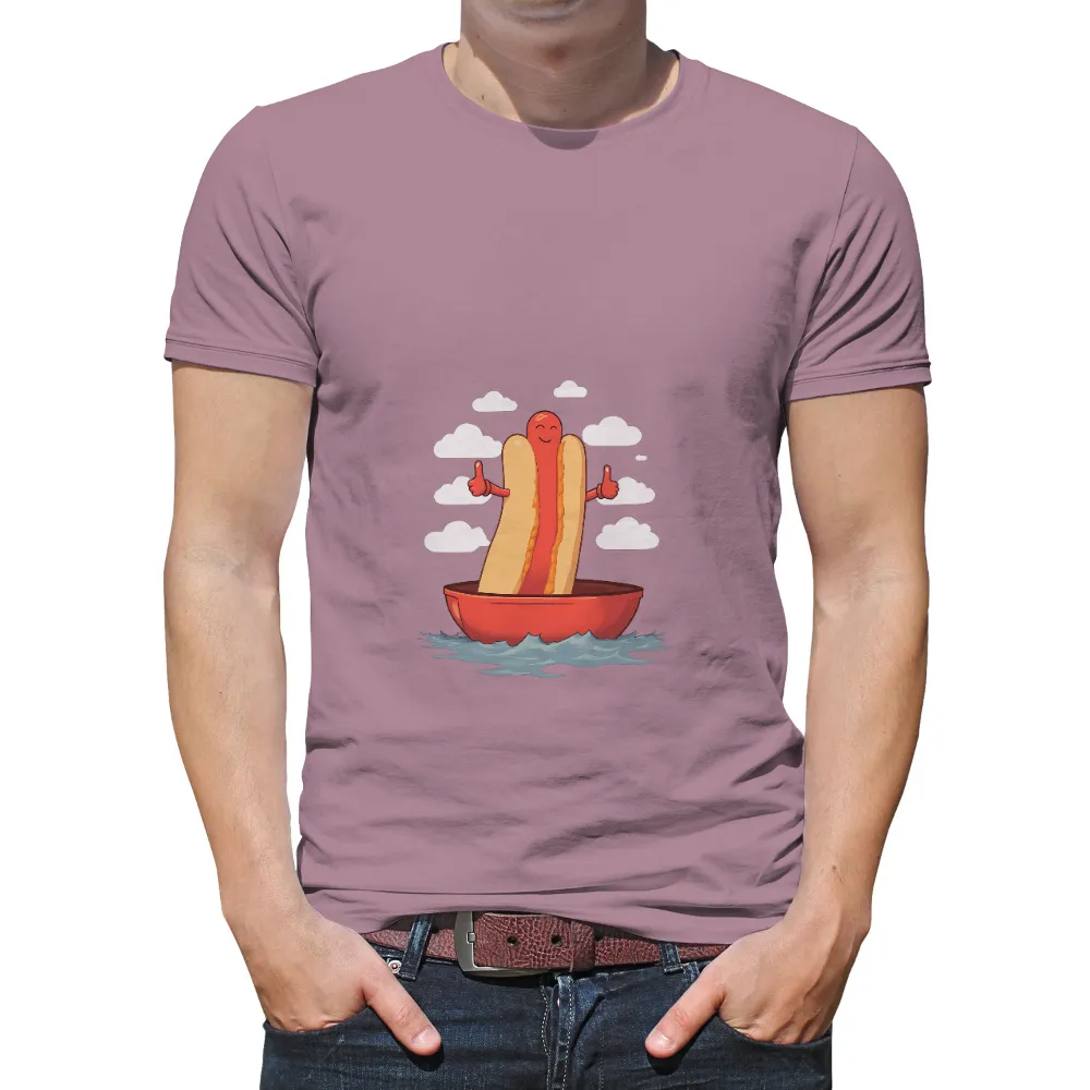 Tee Shirt Printing: Hot Dog Adventure on a Boat - Fun and Positivity|sam fender hot dog t shirt