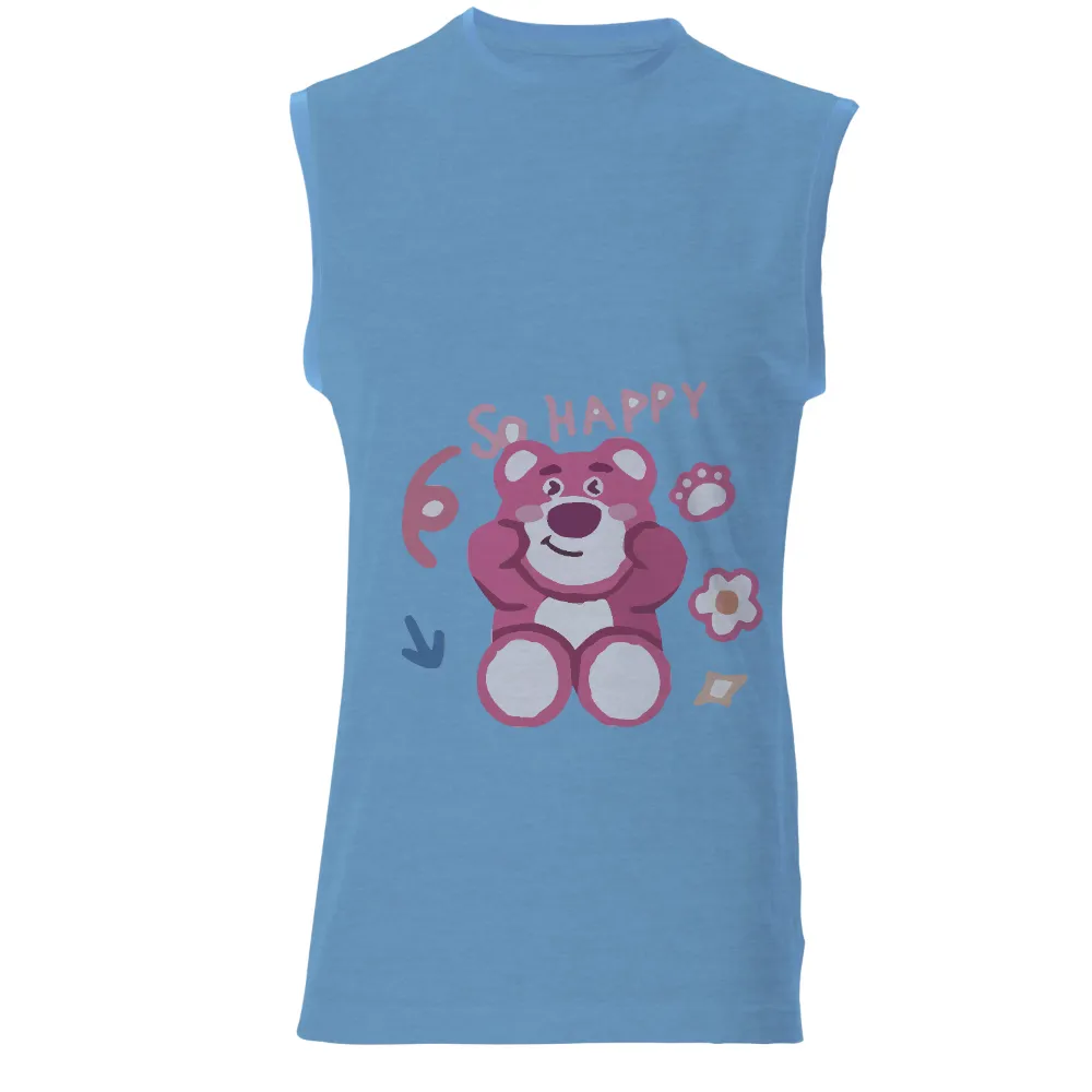 TShirt Printing: So Happy Pink Bear - Cheerful and Uplifting Design|spring flower blouse