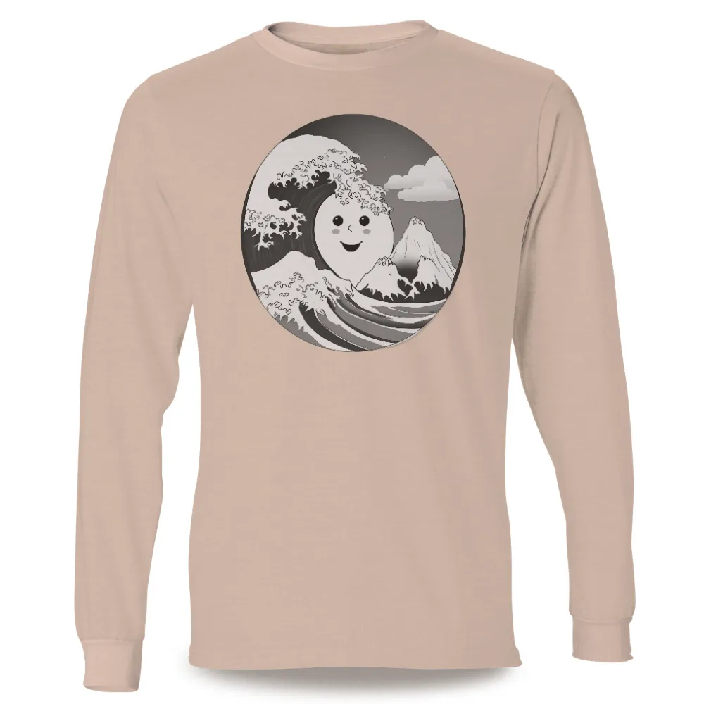 T-Shirts Custom: Whimsical Great Wave | Joyful & Adventurous Design| serene mountain landscape