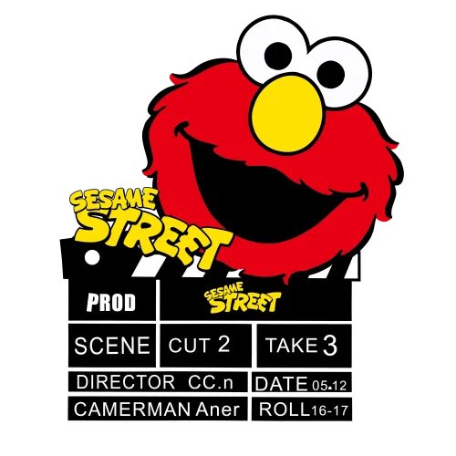 TShirt Printing: Elmo's Joyful Clapperboard Adventure