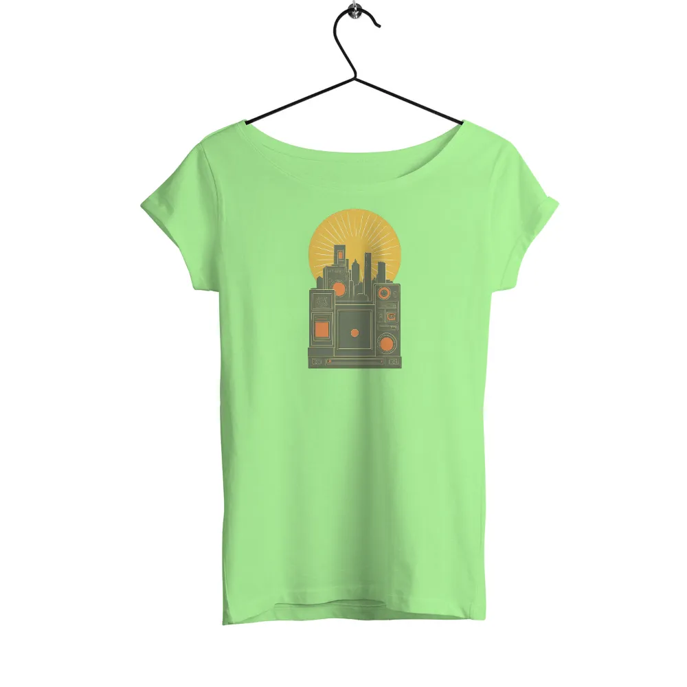 Retro Print Design: Vintage Boombox & City Skyline Nostalgia|freaknik 90s shirt