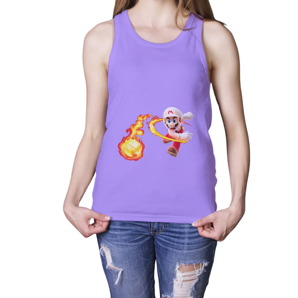 Tee Shirt Printing: Mario Fireball - Gaming Adventure|john cena mario shirt wwe