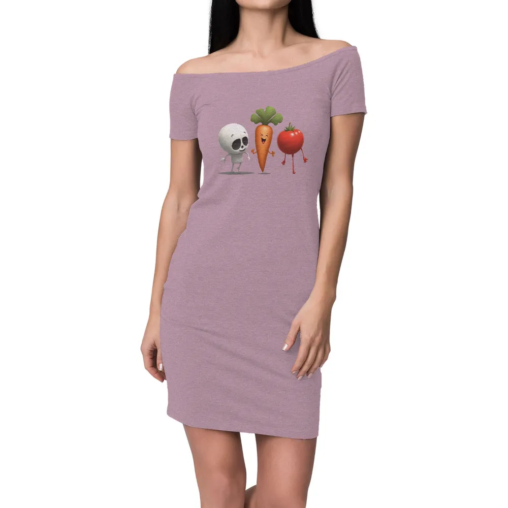 T-Shirts Design: Cheerful Vegetables and Fruits Embrace Friendship|a fun thing to do in the morning shirt