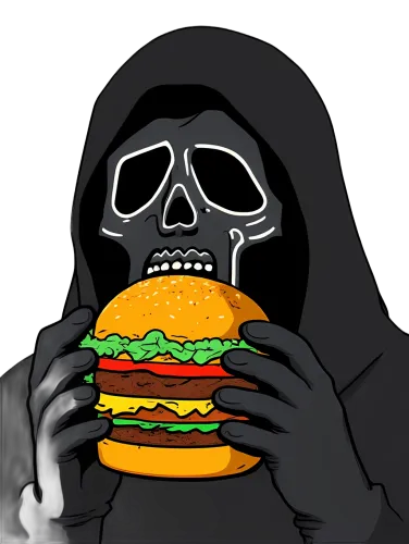 Tee Shirts Printed: Grim Reaper Burger Feast