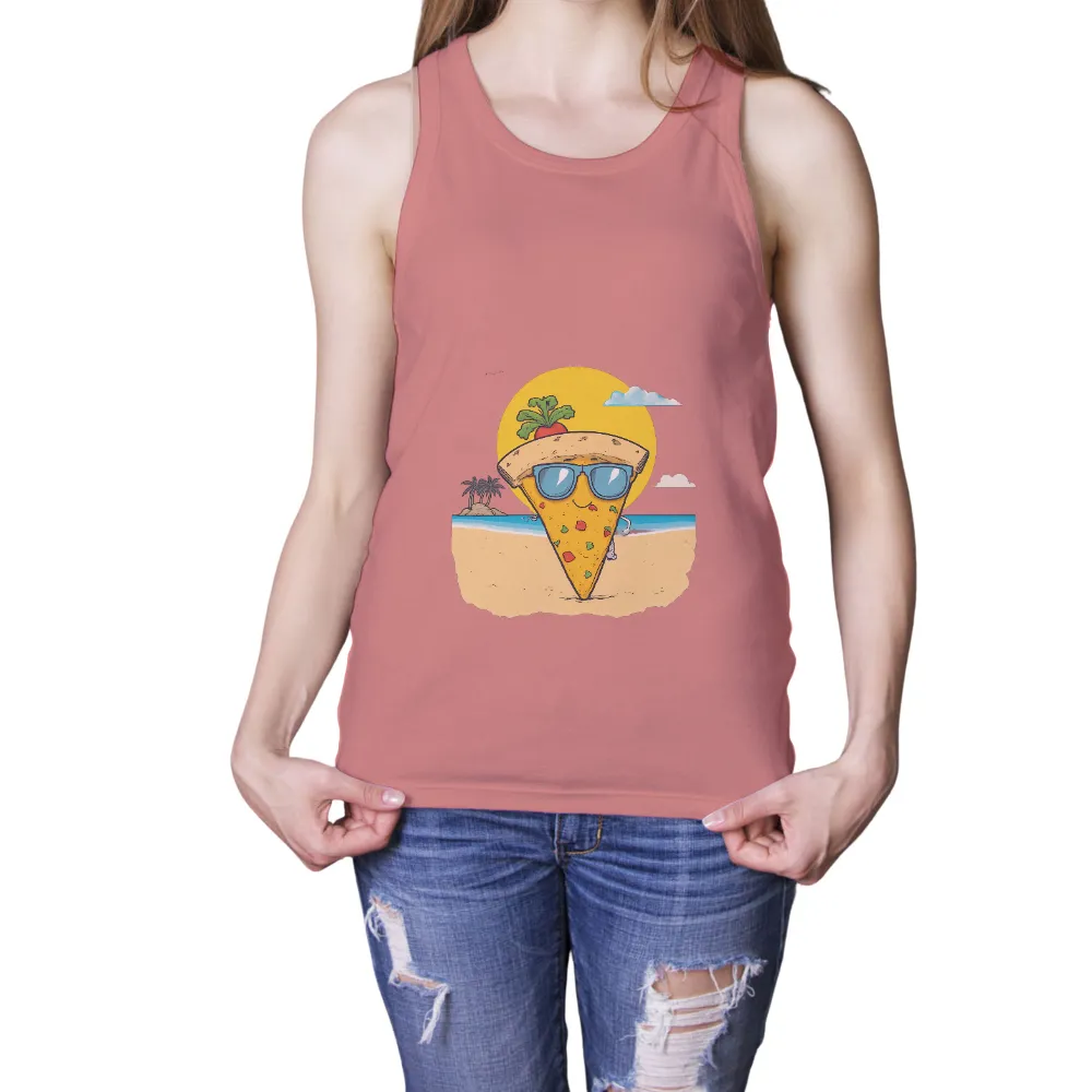 T-Shirts Custom: Beach Pizza Slice with Sunglasses and Radish Hat|beer hockey guns and freedom shirt