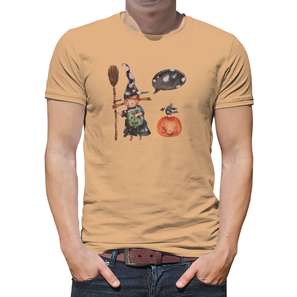 Graphic Tees: Whimsical Witch and Pumpkin - Halloween Magic|playboy night out camp shirt