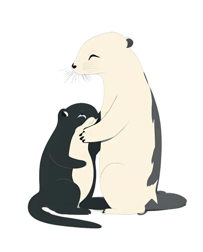 T-Shirts Pattern: Otters Embracing - Minimalist Love Design