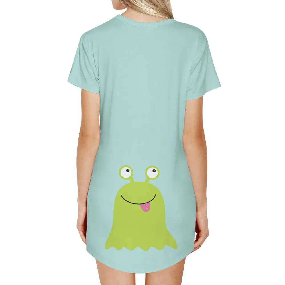 TShirt Design: Whimsical Green Monster with Happy Tongue Out|happy camper family shirts