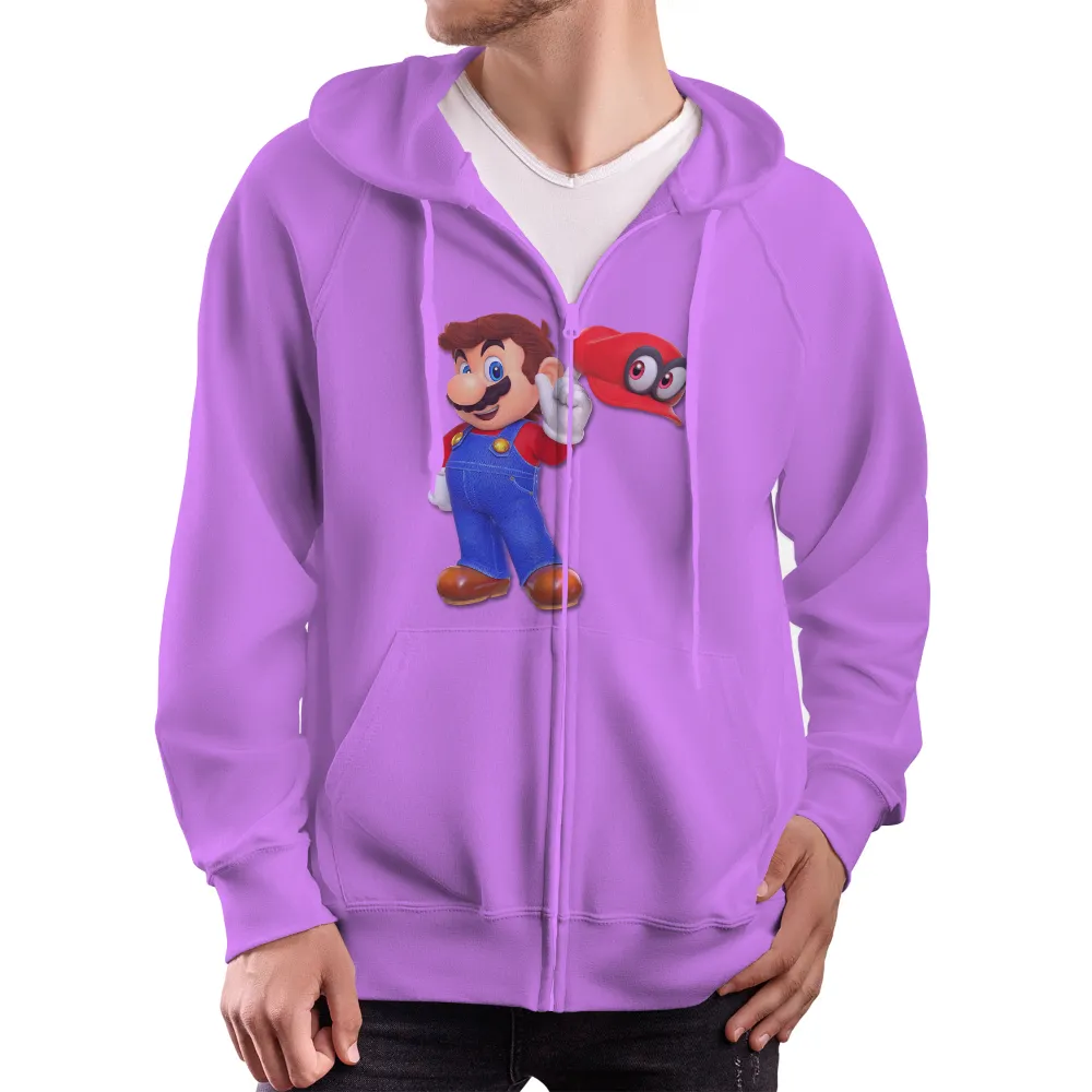 Customized Tee Shirts: Mario and Cappy - Friendship and Adventure|video game class t shirt