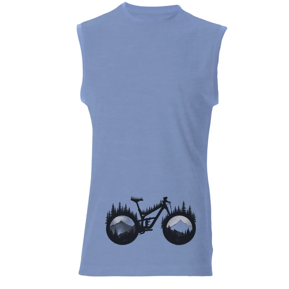 Mountain Biking Adventure T-Shirts Pattern | Nature-Inspired Design| Forest and mountains through the wheels