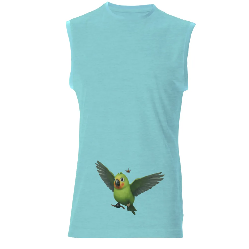 Custom Tee Shirts: Embrace Life's Simple Pleasures with a Playful Parrot Design|vibrant green parrot