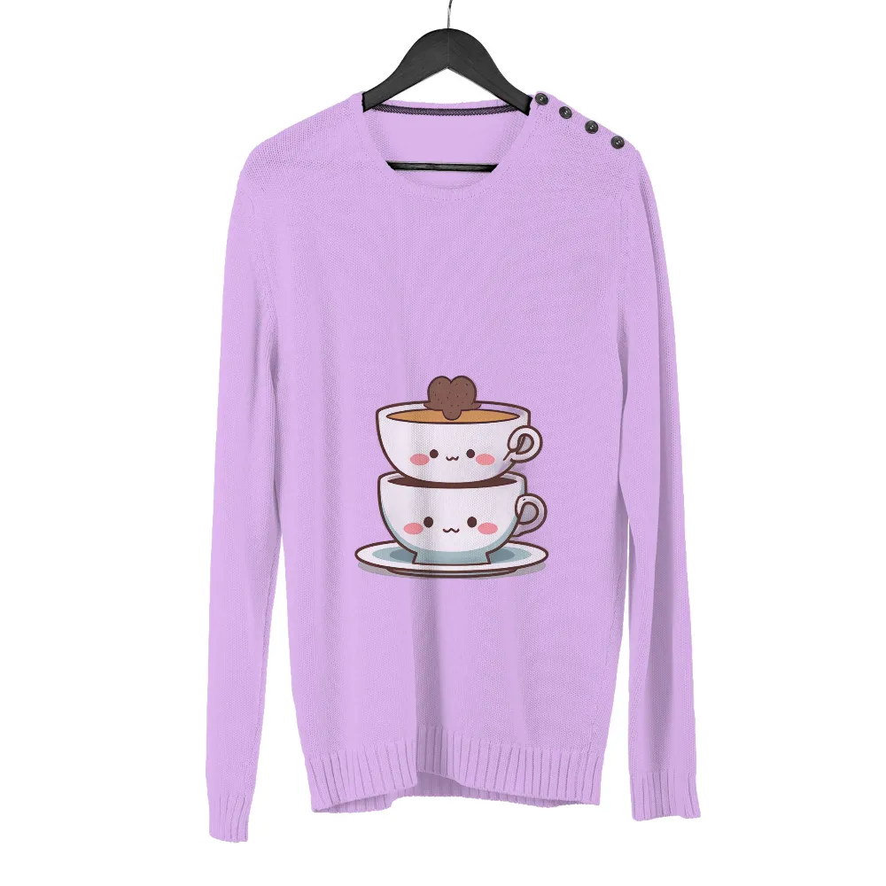 TShirt Printing: Adorable Teacups | Friendship & Comfort| Heart-shaped cookie on top of a teacup