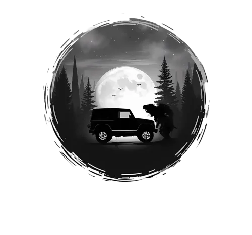 Mystical Encounter: Jeep and Creature Under the Moon - T-Shirt Printing