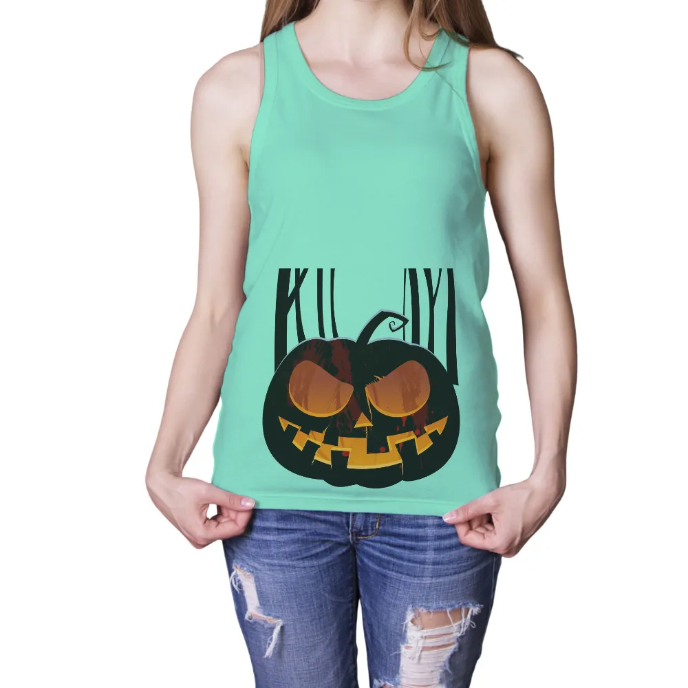 Tee Shirt Printing: Mischievous Halloween Pumpkin Design|holiday camp shirts