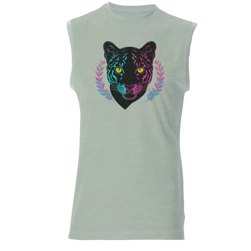 Custom Tee Shirts: Vibrant Tiger Face in Neon Urban Style|animal crossing custom shirt