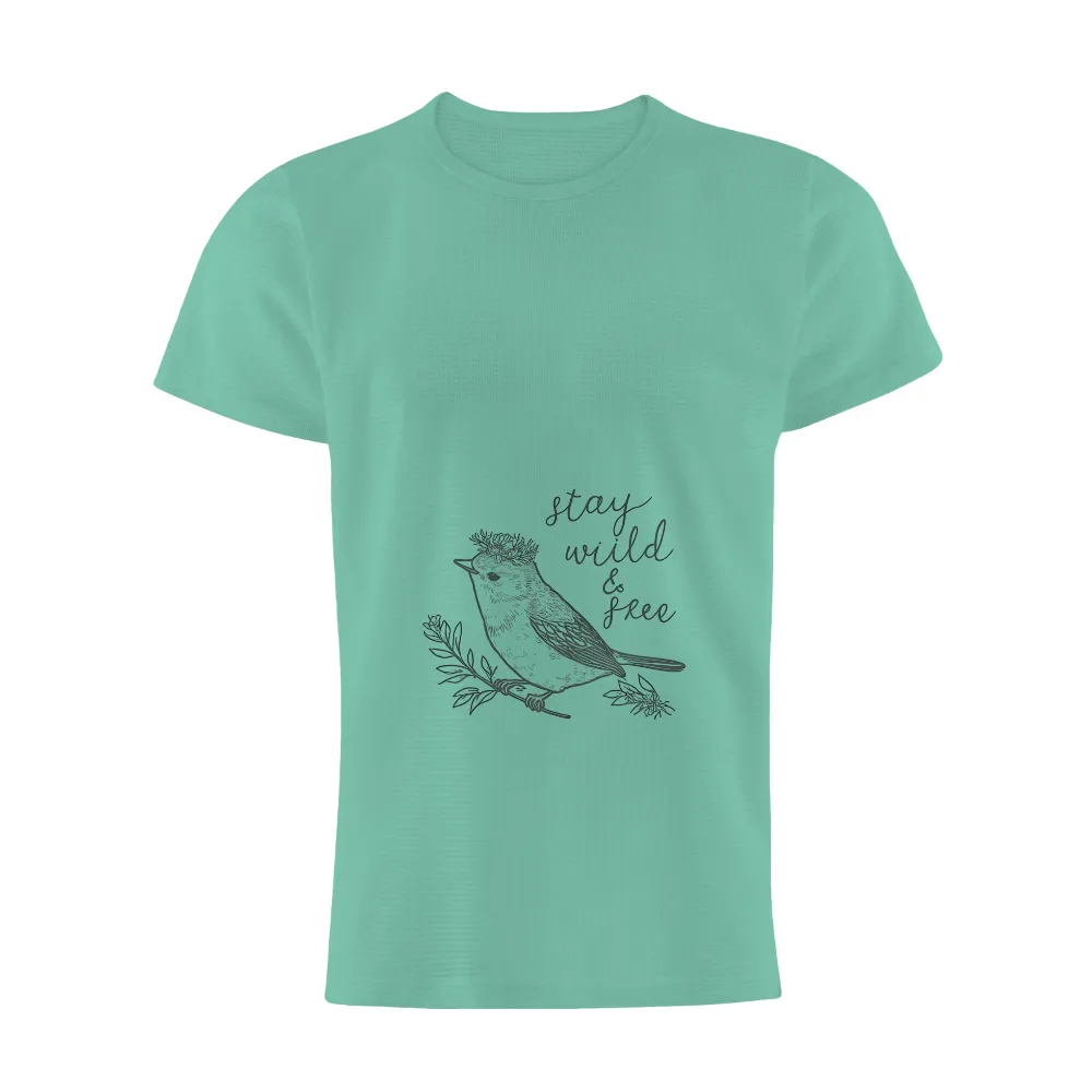 Stay Wild & Free TShirt Printing - Monochromatic Bird Design|t shirt painting on nature