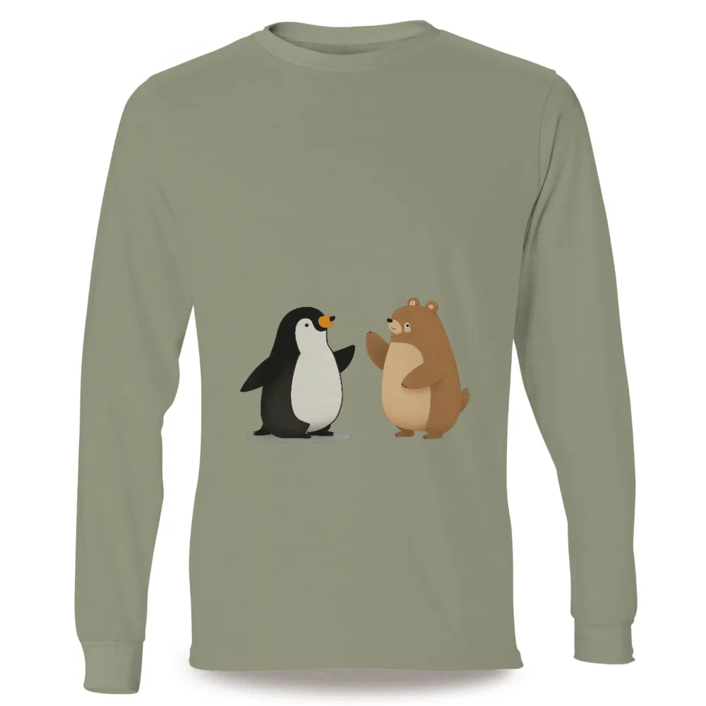 T-Shirt Printing: Percy the Penguin and Bruno the Bear - Unlikely Friends|bear beer pocket shirt