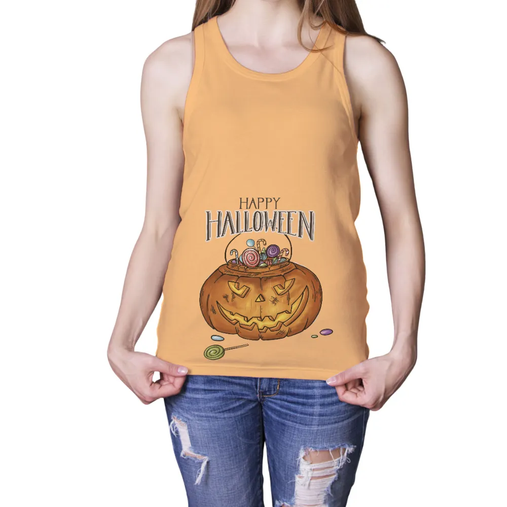 Custom Tee Shirts: Happy Halloween Pumpkin with Candies|just do it halloween t shirt