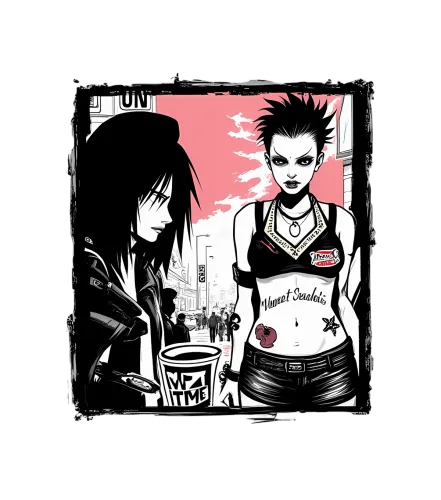 TShirt Design: Urban Punk Spirit with Raw Emotion and Dynamic Tension