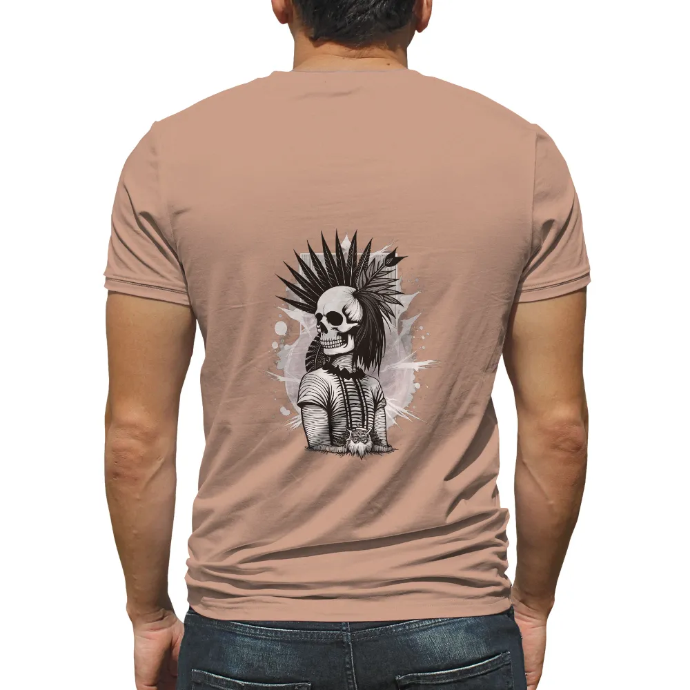 TShirt Printing: Punk Skeleton - Artistic Design with Feathers and Owl|knit top with feathers