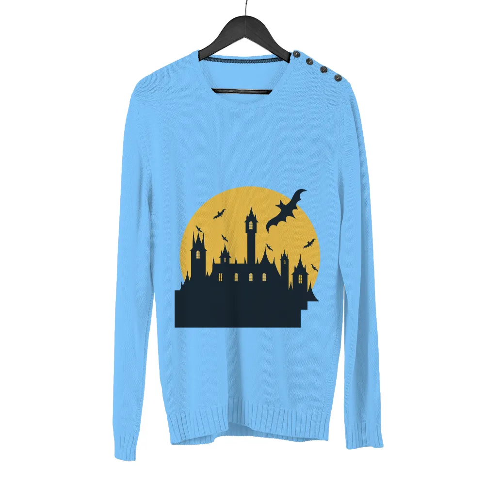 T-Shirts Custom: Spooky Castle Silhouette - Halloween Mystery|bleach halloween shirts dollar tree