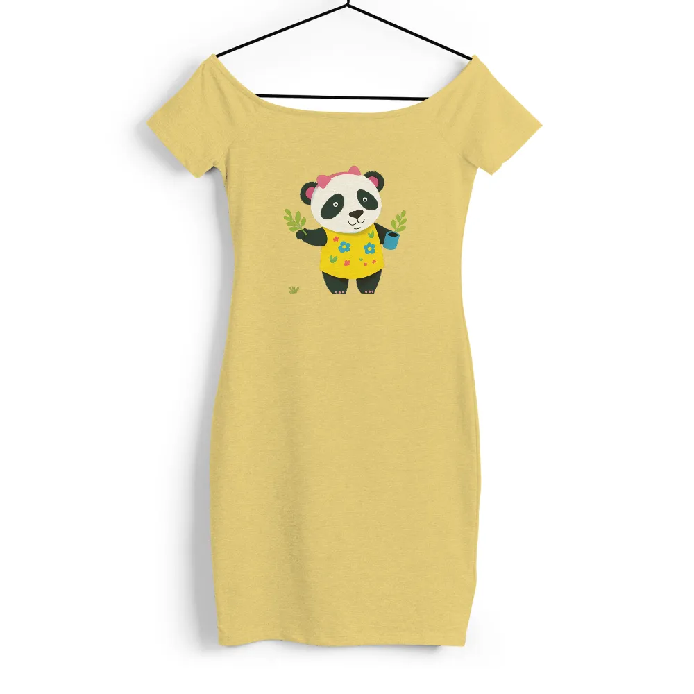 T-Shirts Pattern: Blossom the Panda - Nature's Joy|neon yellow bleached shirt