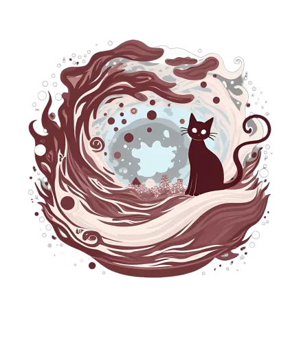 Custom Tee Shirts: Black Cat in Cosmic Vortex - Artistic Designs