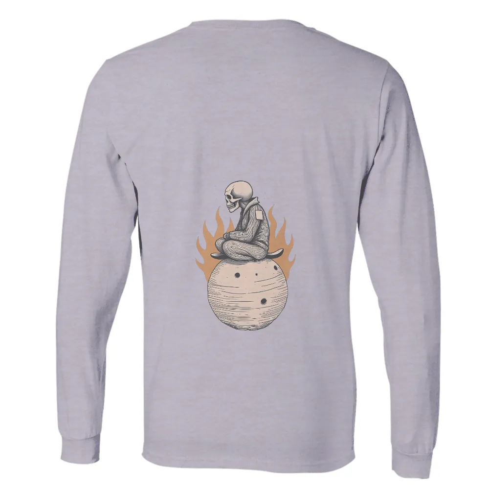 TShirt Design: Skeleton Meditation Amidst Flames| flames