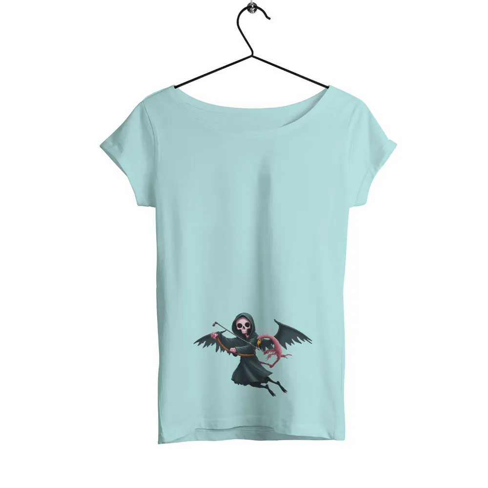 TShirt Printing: Grim Reaper and Flamingo - A Surreal Journey|Grim Reaper with a pink flamingo