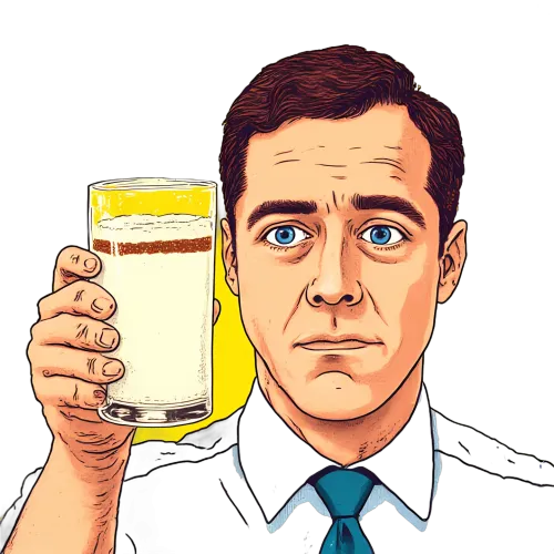 Customized Tee Shirts: Serious Man Drinking Milk - Daily Routines and Hidden Stories