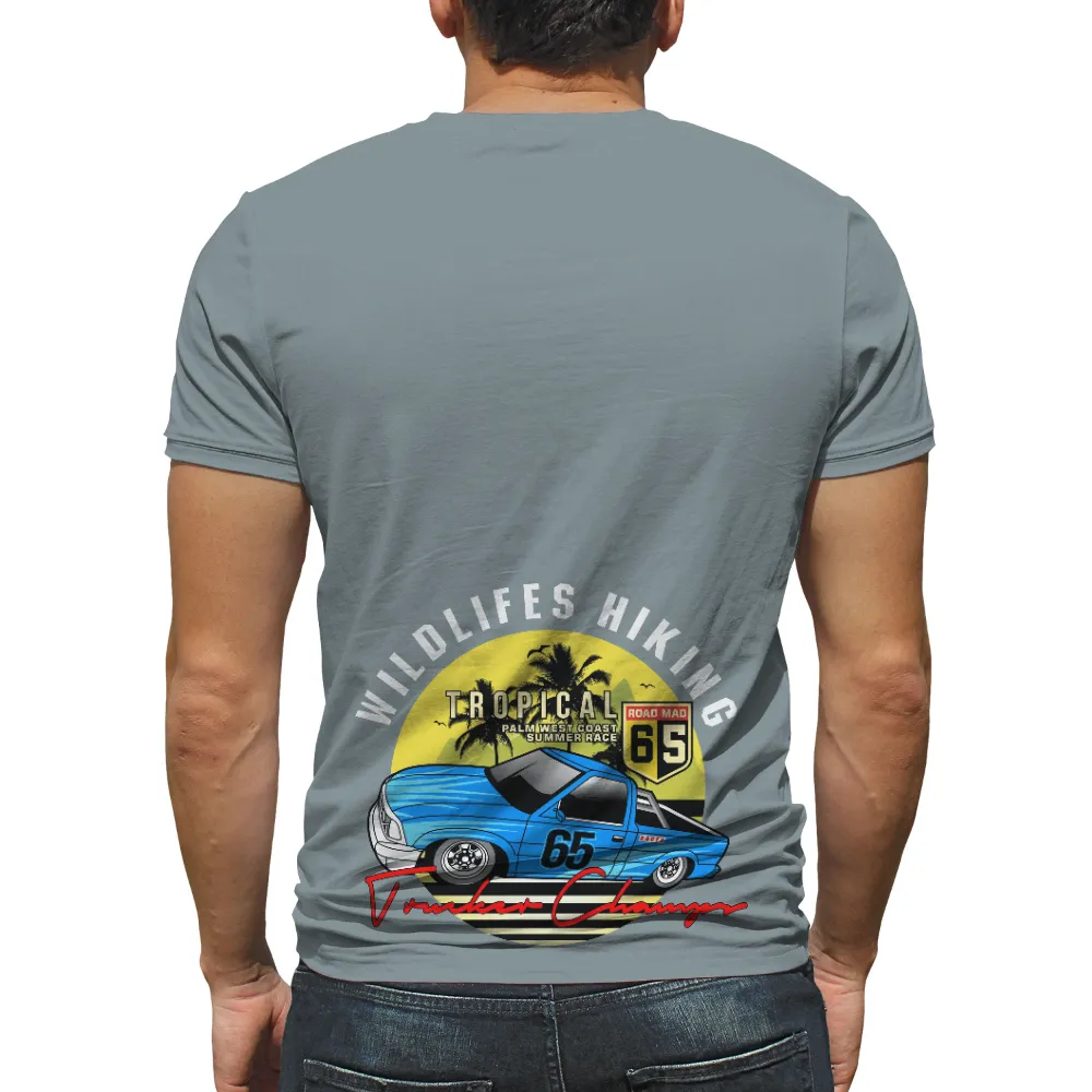 Graphic Tees: Tropical Racing Adventure - Trucker Champion|trendy shirts for summer