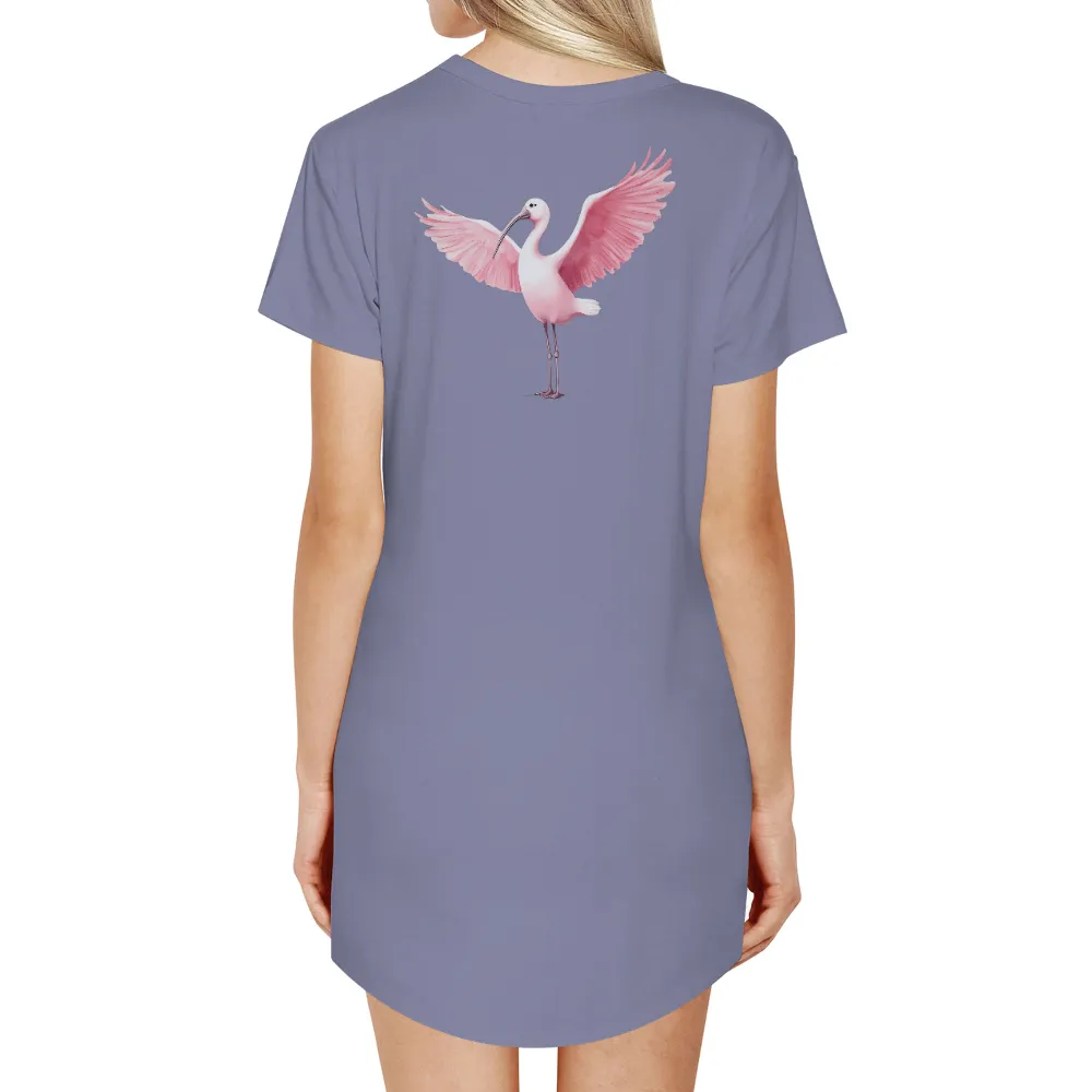 Customized Tee Shirts: Embrace Freedom with the Majestic Pink Ibis|knit camp collar shirt with pink stripes